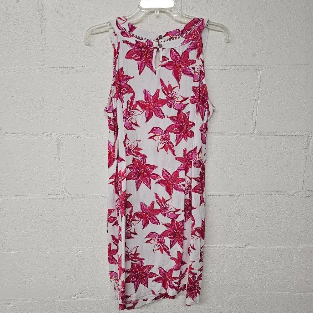 Charlie Paige Sleeveless Shift Dress Pink Floral Print Womens Size M Bohemian